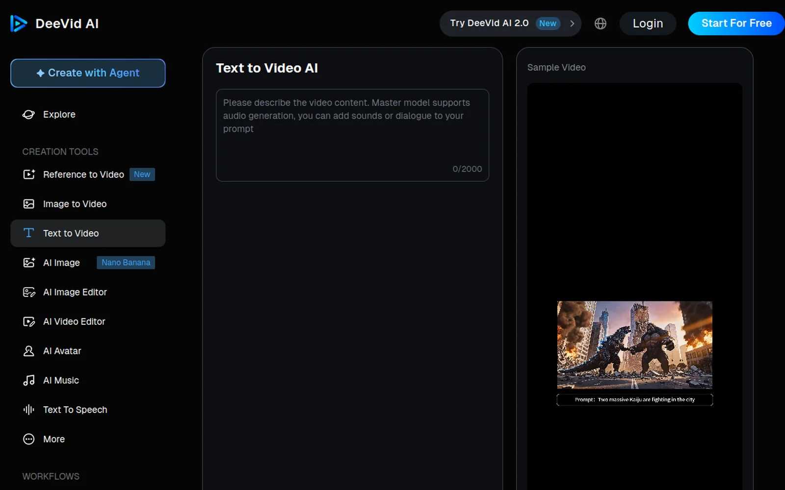 Deevid AI text-to-video feature