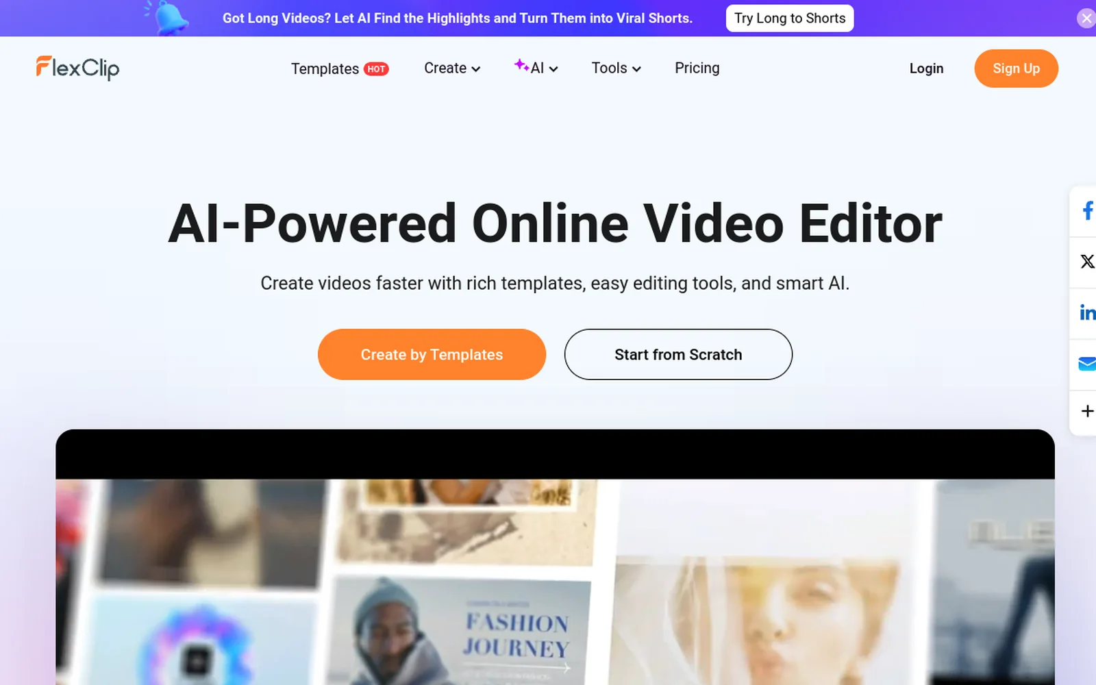 FlexClip homepage screenshot