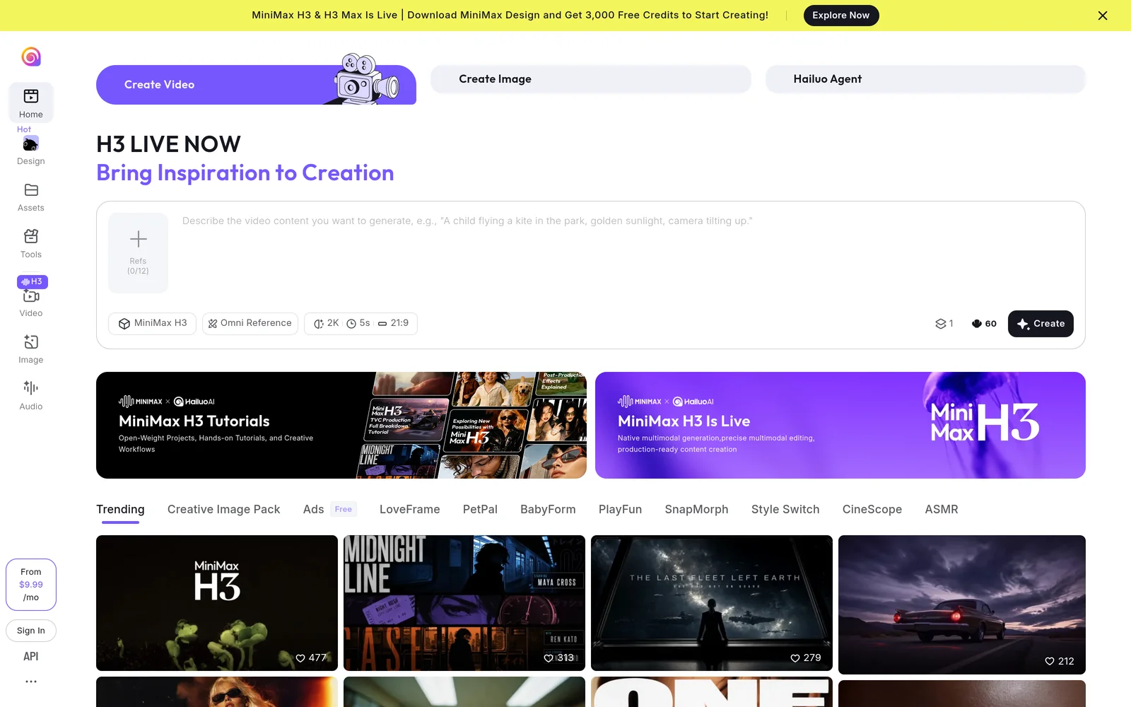 Hailuo AI (direct) homepage screenshot