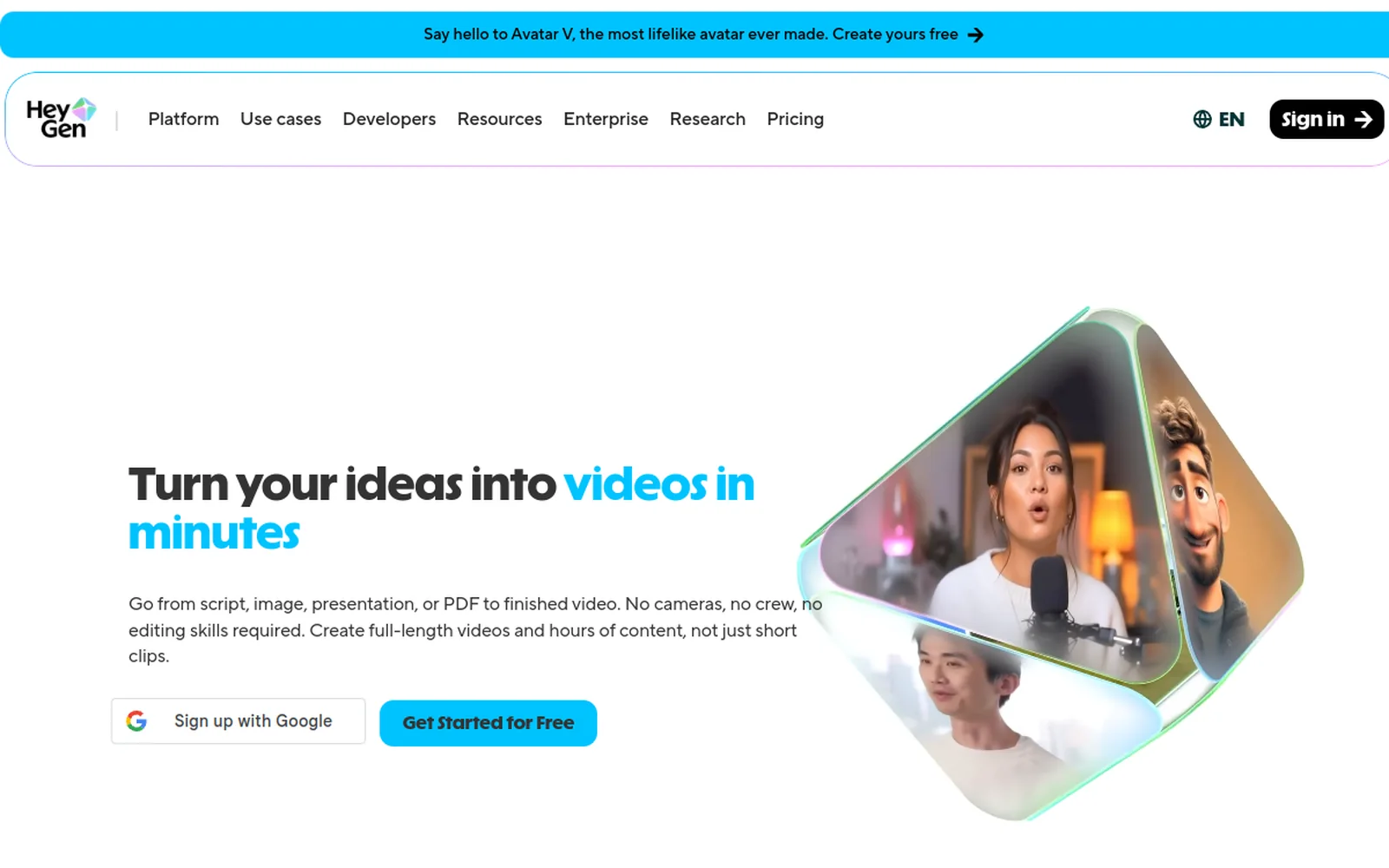 HeyGen homepage screenshot