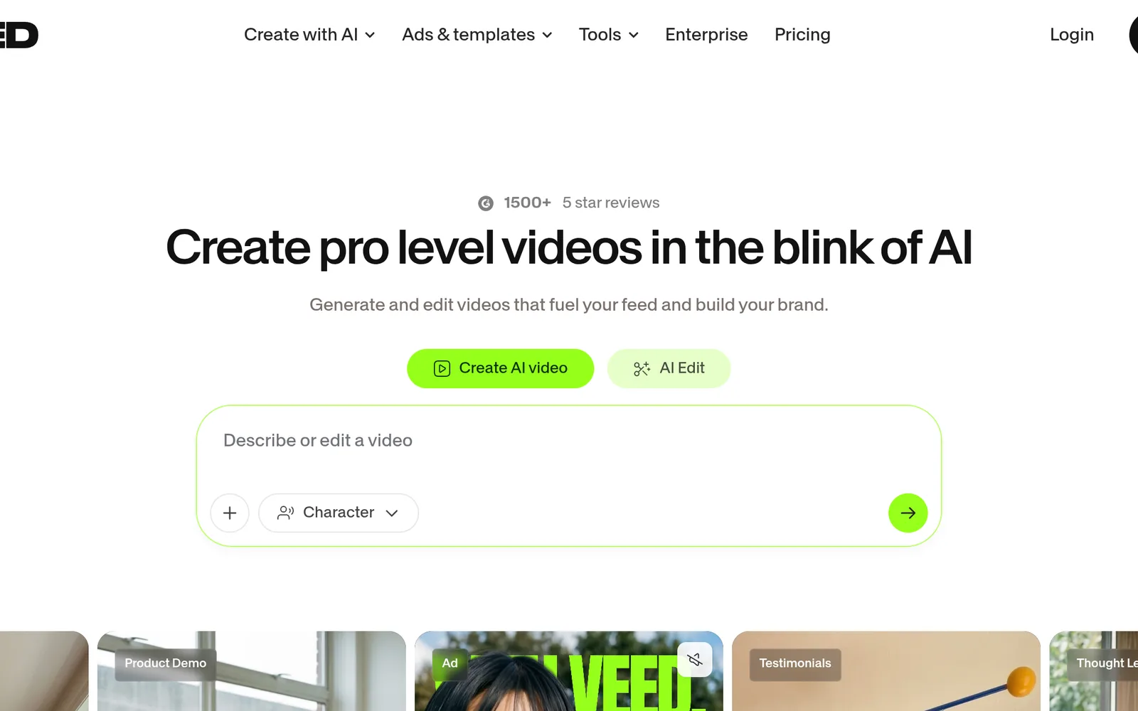 VEED.io homepage screenshot