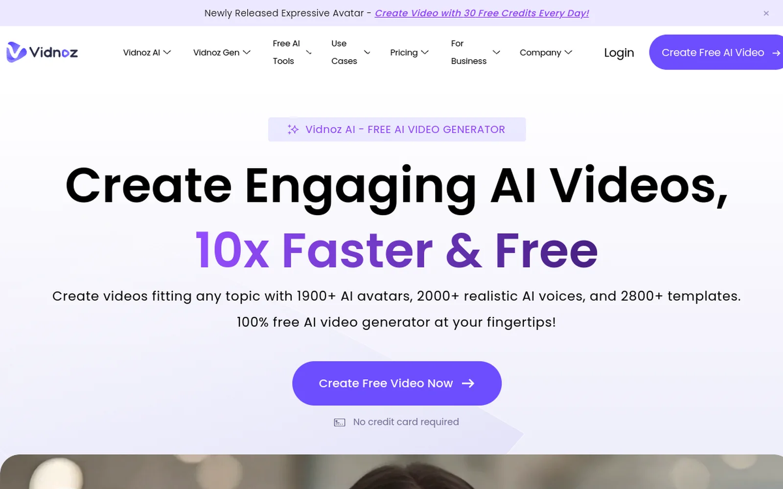 Vidnoz AI homepage screenshot